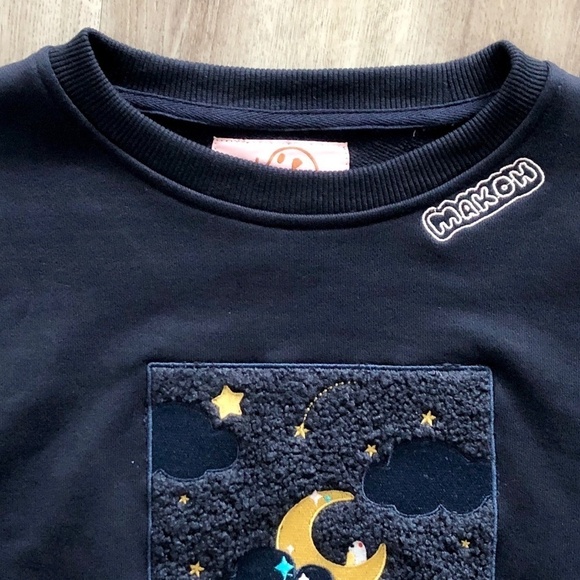MakoHouse, Cropped, Goodnight, Sleepy, Navy, Crewneck, Sweatshirt, Size S, NWOT - Picture 7 of 11
